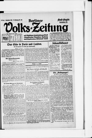 Berliner Volkszeitung vom 01.09.1922