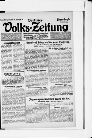 Berliner Volkszeitung vom 02.09.1922
