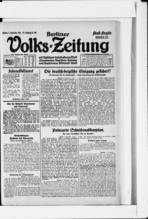 Berliner Volkszeitung on Sep 4, 1922