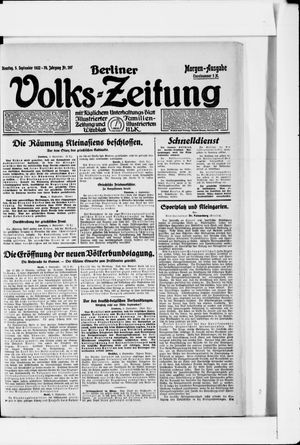 Berliner Volkszeitung vom 05.09.1922