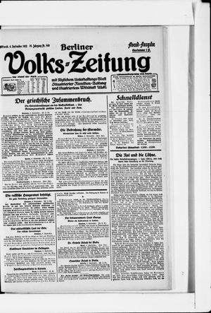 Berliner Volkszeitung vom 06.09.1922
