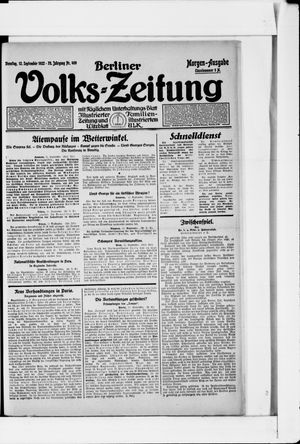 Berliner Volkszeitung vom 12.09.1922