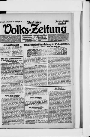Berliner Volkszeitung vom 13.09.1922