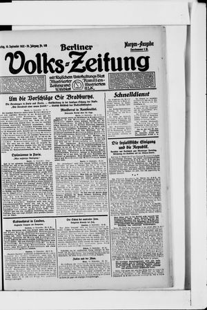 Berliner Volkszeitung vom 15.09.1922