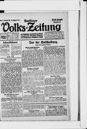Berliner Volkszeitung vom 15.09.1922