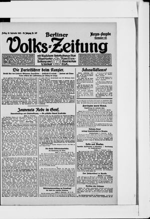Berliner Volkszeitung vom 22.09.1922