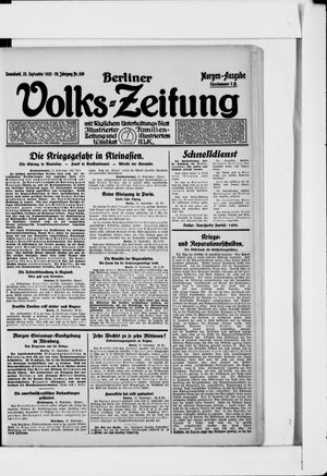 Berliner Volkszeitung vom 23.09.1922