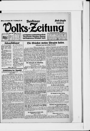 Berliner Volkszeitung vom 25.09.1922