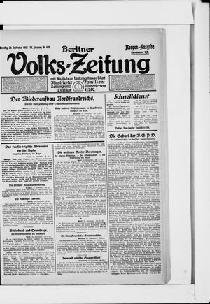 Berliner Volkszeitung on Sep 26, 1922