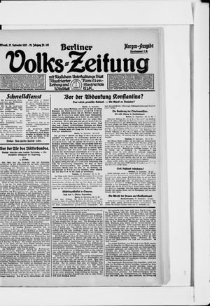 Berliner Volkszeitung vom 27.09.1922
