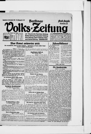 Berliner Volkszeitung vom 30.09.1922