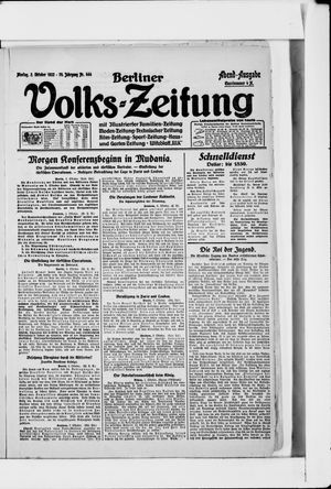 Berliner Volkszeitung vom 02.10.1922
