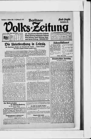 Berliner Volkszeitung vom 07.10.1922
