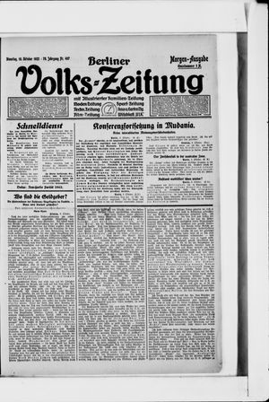 Berliner Volkszeitung vom 10.10.1922