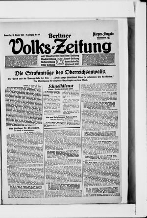 Berliner Volkszeitung vom 12.10.1922