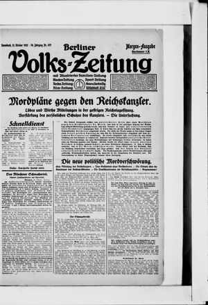 Berliner Volkszeitung vom 21.10.1922