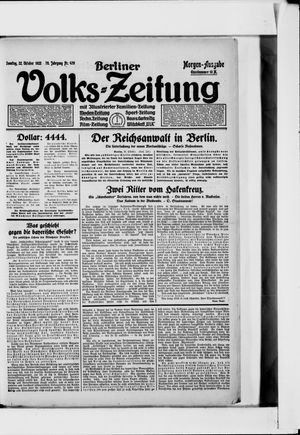 Berliner Volkszeitung on Oct 22, 1922