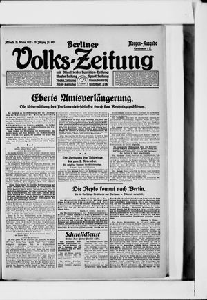 Berliner Volkszeitung vom 25.10.1922