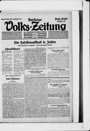 Berliner Volkszeitung vom 29.10.1922