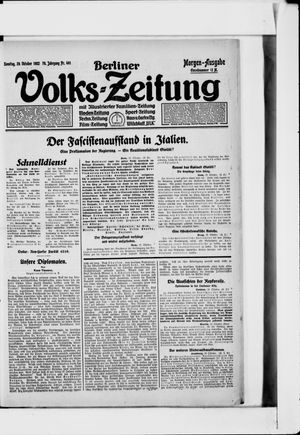 Berliner Volkszeitung on Oct 29, 1922