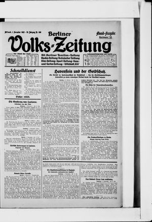 Berliner Volkszeitung vom 01.11.1922