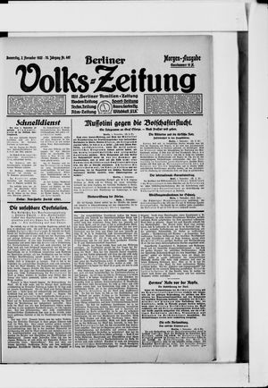 Berliner Volkszeitung vom 02.11.1922