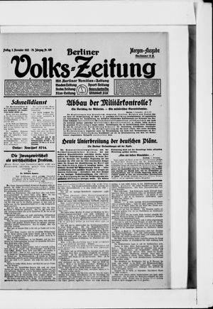 Berliner Volkszeitung vom 03.11.1922