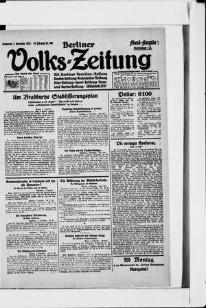 Berliner Volkszeitung vom 04.11.1922