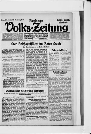 Berliner Volkszeitung vom 11.11.1922