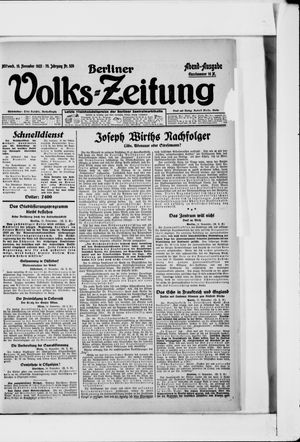 Berliner Volkszeitung vom 15.11.1922