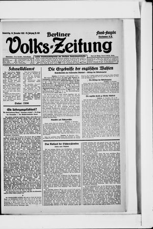 Berliner Volkszeitung on Nov 16, 1922