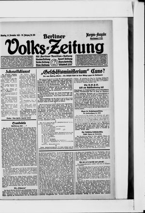 Berliner Volkszeitung vom 21.11.1922