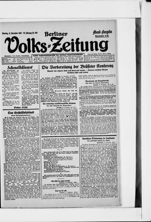 Berliner Volkszeitung vom 21.11.1922