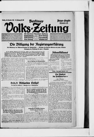 Berliner Volkszeitung vom 26.11.1922