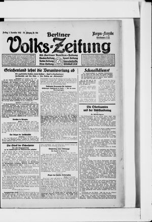 Berliner Volkszeitung vom 01.12.1922