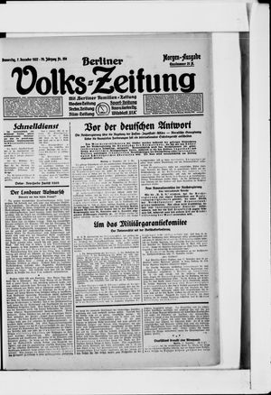 Berliner Volkszeitung vom 07.12.1922