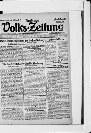 Berliner Volkszeitung on Dec 21, 1922