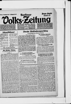 Berliner Volkszeitung vom 27.12.1922