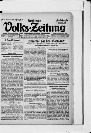 Berliner Volkszeitung vom 27.12.1922