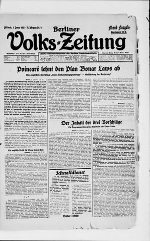 Berliner Volkszeitung vom 03.01.1923