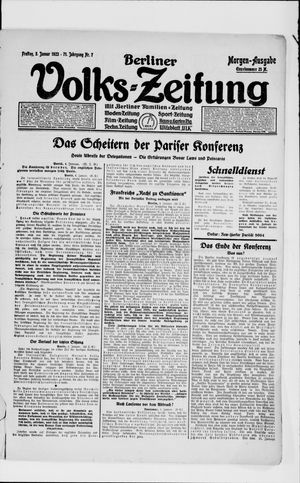 Berliner Volkszeitung vom 05.01.1923