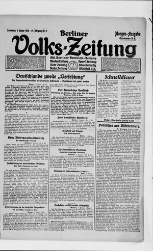 Berliner Volkszeitung vom 06.01.1923
