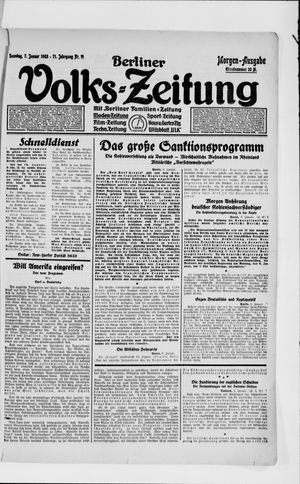 Berliner Volkszeitung on Jan 7, 1923