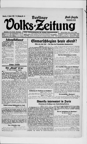 Berliner Volkszeitung vom 09.01.1923