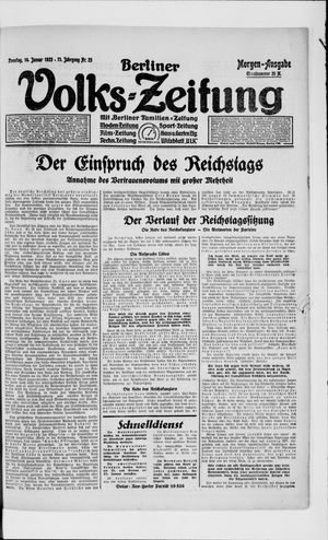Berliner Volkszeitung vom 14.01.1923