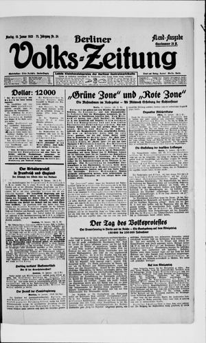 Berliner Volkszeitung vom 15.01.1923