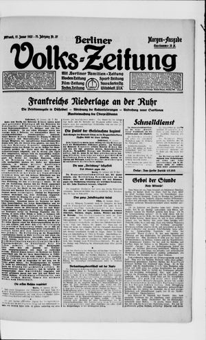 Berliner Volkszeitung on Jan 17, 1923