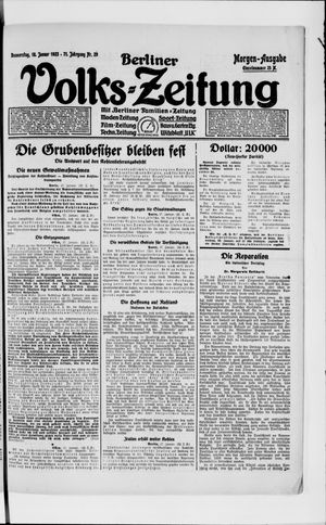 Berliner Volkszeitung vom 18.01.1923