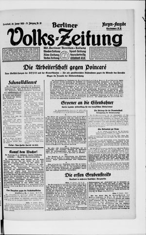 Berliner Volkszeitung vom 20.01.1923