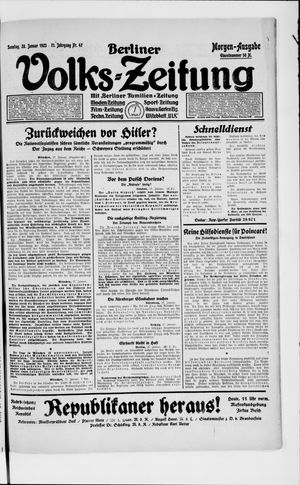 Berliner Volkszeitung on Jan 28, 1923
